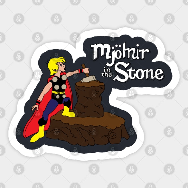 Mjolnir in the Stone (Classic Thor) Sticker by Leidemer Illustration 